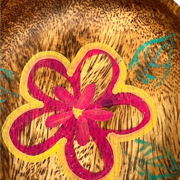 Handmade Wooden Painted Small Bowl Trinket Jewelry Keys Boho Whimsy - Picture 2 of 6